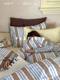 Load image into Gallery viewer, FANTASIA Collection Dream Planet [Star Season Pickup] British Style Striped Cotton Bed Four-piece Cotton Sheet