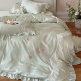 Load image into Gallery viewer, Lan Xu Home Textiles French Summer Girl Heart Tencel Four-piece Rose Embroidery Quilt Cool Silky Bedding