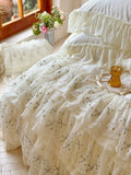 Load image into Gallery viewer, French cream lace four-piece cotton high-end winter polished bed sheet girl princess pure cotton quilt cover
