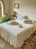 Load image into Gallery viewer, French princess winter thickened milk fleece bed four-piece set pleated lace quilt cover double-sided coral plush sheets