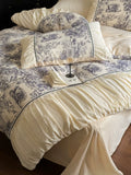 Load image into Gallery viewer, French retro cream wind cotton bed four-piece set cotton wrinkled lace double yarn soft bed sheet quilt cover 4