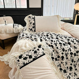 Load image into Gallery viewer, Winter Princess Wind Thickened Milk Fleece Bed Four-piece Warm Coral Fleece Sheet French Romantic Rose Quilt Cover