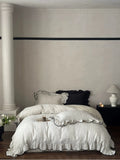 Load image into Gallery viewer, French simple cotton double-layer yarn four-piece set, black lace pure cotton quilt cover, retro niche premium bedding
