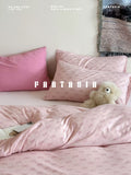 Load image into Gallery viewer, FANTASIA Collection Dream Planet [Berry Sweet Night] Pink Bow Knitted Cotton Four-piece Cotton Sheet