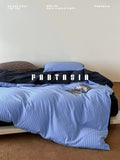 Load image into Gallery viewer, Nordic Bauhaus style blue stripes cotton washed cotton four-piece cotton sheets