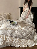 Load image into Gallery viewer, French light luxury princess style cotton four-piece set retro pleated lace premium quilt cover sheets pure cotton bedding