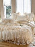 Load image into Gallery viewer, French premium cotton long-staple cotton bed cover four-piece princess style lace quilt cover pure cotton bedding