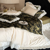 Load image into Gallery viewer, Gilt butterfly  French retro wind long-staple cotton four-piece set satin jacquard lotus leaf edge quilt cover princess wind bedding