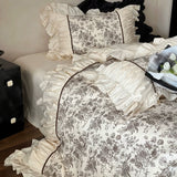 Load image into Gallery viewer, French light luxury princess style cotton four-piece set retro pleated lace premium quilt cover sheets pure cotton bedding