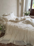 Load image into Gallery viewer, French Romantic Girl Jacquard Tencel Cotton Bed Cover Four-piece High-end Lace Lace Quilt Cover Princess Wind Bedding
