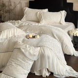 Load image into Gallery viewer, Winter thickened double-sided milk fleece four-piece quilt cover warm coral fleece French princess wind 1.8m bedding
