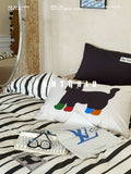 Load image into Gallery viewer, FANTASIA Collection Dream Planet [Meow in Boots] Kitten Striped Cotton Bed Four-piece Cotton Sheet