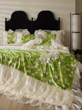 Load image into Gallery viewer, Summer girl heart cool feeling Tencel Xia Liang quilt four-piece princess mattress skirt lace edge quilt cover silky thin quilt