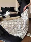 Load image into Gallery viewer, French black and white flower retro pure cotton long-staple cotton four-piece set high-grade cotton bedding quilt cover bed sheet