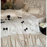 Load image into Gallery viewer, Cloud milk Fu < unk > French romantic princess cotton polished pure cotton four-piece set pure cotton niche heavy industry bed skirt quilt cover