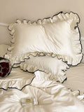 Load image into Gallery viewer, French high-grade long-staple cotton cotton four-piece set, pure cotton jacquard quilt cover, girl's heart lace solid color bed sheet, bedding