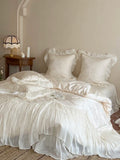 Load image into Gallery viewer, French Romantic Girl Jacquard Tencel Cotton Bed Cover Four-piece High-end Lace Lace Quilt Cover Princess Wind Bedding