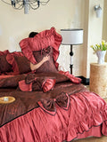 Load image into Gallery viewer, French romantic 100 long-staple cotton wedding four-piece set cotton girl heart red wedding pure cotton bedding 4
