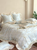 Load image into Gallery viewer, French Romantic Girl Jacquard Summer Tencel Four-piece Lace Lace Quilt Cover Princess Wind Cool Silky Slippery Bedding