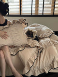 Load image into Gallery viewer, Autumn and winter French cotton polished four-piece romantic lotus leaf lace quilt cover thickened warm 1.8m bedding
