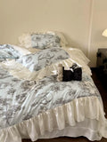 Load image into Gallery viewer, French retro summer Lenzing Tencel four-piece cool silky ice silk lace quilt cover light luxury premium bed sheet