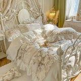 Load image into Gallery viewer, French pastoral girl's heart cotton four-piece romantic flower hollow lace quilt cover princess windbed skirt