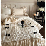 Load image into Gallery viewer, Cloud milk Fu < unk > French romantic princess cotton polished pure cotton four-piece set pure cotton niche heavy industry bed skirt quilt cover