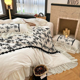 Load image into Gallery viewer, Winter Princess Wind Thickened Milk Fleece Bed Four-piece Warm Coral Fleece Sheet French Romantic Rose Quilt Cover