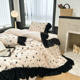 Load image into Gallery viewer, Winter Princess Wind Thickened Milk Fleece Bed Four-piece Warm Coral Fleece Sheet French Romantic Rose Quilt Cover