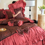Load image into Gallery viewer, French romantic 100 long-staple cotton wedding four-piece set cotton girl heart red wedding pure cotton bedding 4