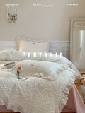 Load image into Gallery viewer, FANTASIA Collection Dream Planet [Amber Flower Cabinet] Cotton Pink Lace Embroidery Bed Four-piece set of pure cotton sheets