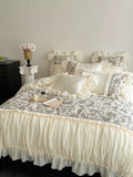 Load image into Gallery viewer, Romantic girl heart lace cotton bed four-piece French retro style quilt cover pure cotton bed sheet bed cover