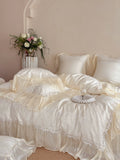 Load image into Gallery viewer, French girl premium cotton long-staple cotton four-piece set pure cotton lace quilt cover princess style bedding