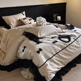 Load image into Gallery viewer, French romantic princess style three-dimensional bow cotton long-staple cotton four-piece set pure cotton satin girl lace quilt cover