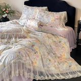 Load image into Gallery viewer, French high-end cotton four-piece set, pure cotton romantic lace oil painting quilt cover princess windbed skirt bed sheet