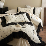 Load image into Gallery viewer, French retro cream wind cotton bed four-piece set cotton wrinkled lace double yarn soft bed sheet quilt cover 4