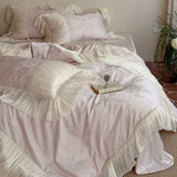 Load image into Gallery viewer, Lanxu Home Textiles French Girl Premium Jacquard Tencel Cotton Four-piece Set Lace Lace Quilt Cover Princess Wind Bedding