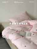 Load image into Gallery viewer, FANTASIA Collection Dream Planet [Sugar Coated Panda] Pink Embroidery Double Yarn Cotton Four-piece Cotton Sheet