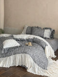 Load image into Gallery viewer, French retro cotton double yarn four-piece set heavy industry embroidery lotus leaf lace soft cotton quilt cover bed sheet bedding