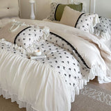 Load image into Gallery viewer, Romantic French rose embroidery cotton long-staple cotton four-piece set cotton lace quilt cover sheets girl bedding