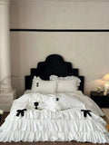 Load image into Gallery viewer, Girl princess cotton washed cotton four-piece set French double-layer lace bow pure cotton quilt cover bedding