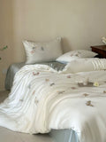 Load image into Gallery viewer, French light luxury small fresh summer Lenzing Tencel four-piece butterfly embroidered quilt cover cool silky bedding