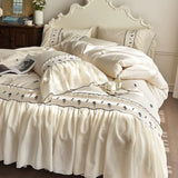 Load image into Gallery viewer, French cotton long-staple cotton four-piece set princess style flower printing pure cotton lotus leaf lace quilt cover girl heart bed sheet