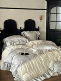 Load image into Gallery viewer, Light luxury high-precision jacquard cotton long-staple cotton four-piece set French chiffon lace pure cotton quilt cover Bedding