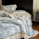 Load image into Gallery viewer, French light luxury retro lace Lenzing Tencel bed four-piece oil painting cool feeling sleeping naked quilt cover bed sheet hat