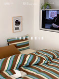 Load image into Gallery viewer, FANTASIA Collection Dream Planet Maillard Nordic American Stripe Class A Pure Cotton Cotton Knitted Cotton Four-piece Set