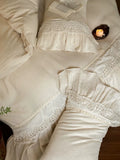 Load image into Gallery viewer, French girl retro linen cotton and linen four-piece set of pure cotton embroidery simple wind soft quilt cover breathable bedding