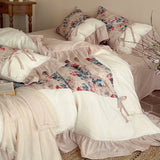 Load image into Gallery viewer, Lanxu Home Textiles French Retro Double Yarn Four-piece Set Cotton Bow Lace Quilt Cover Girl's Heart Bedding