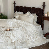 Load image into Gallery viewer, Edinburgh Dream — French Vintage Princess Bedding Set | 100% Cotton Ruffle Bed Skirt 4-Piece Set