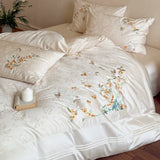 Load image into Gallery viewer, Lanxu Home Textiles French New Chinese Tencel Cotton Four-piece Set Laurel Rabbit Butterfly Embroidered Quilt Cover Summer Sheet Bedding